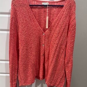 Sundance Women’s Della Ruffle Vibrant Orange Knit Cardigan